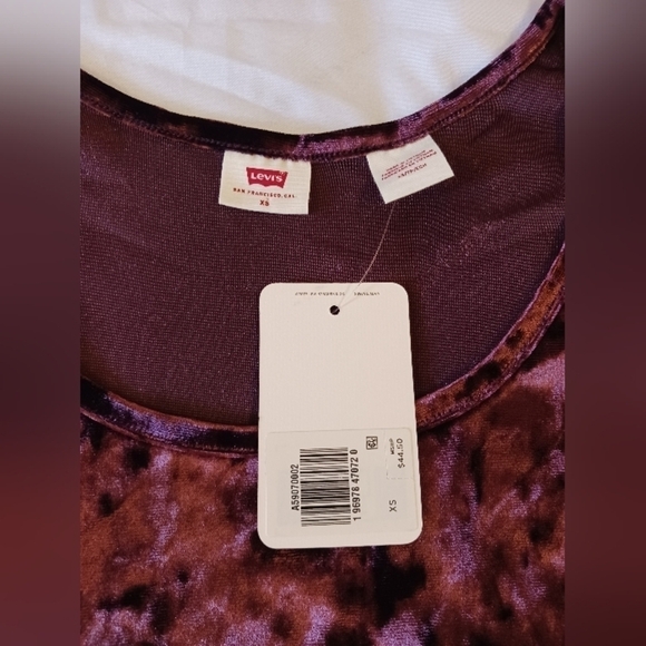Levi's Bodega Long Sleeve Velvet Open Neck Shirt Top Size XS - Picture 4 of 8